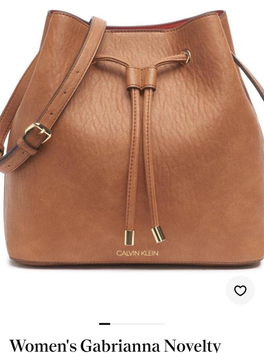 Calvin Klein Tan Drawstring Bucket Shoulder Bag